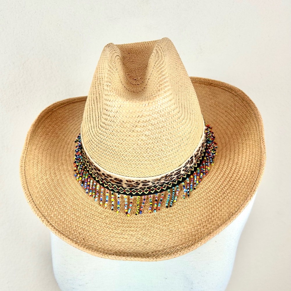 Vintage Cache Beaded & Embellished Straw Hat